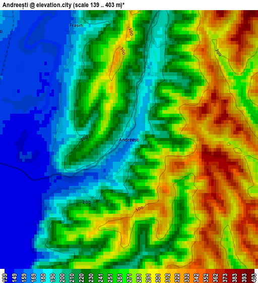 Andreești elevation map