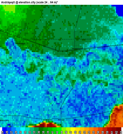 Andrăşeşti elevation map