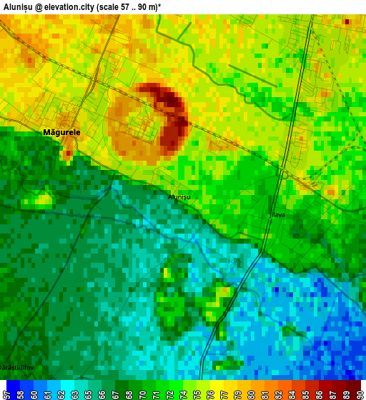 Alunișu elevation map