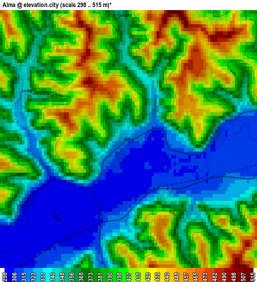 Alma elevation map