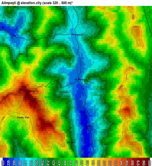 Alimpeşti elevation map