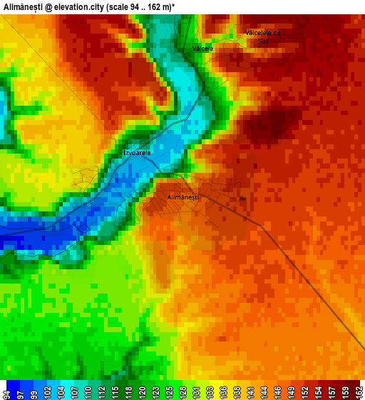 Alimănești elevation map