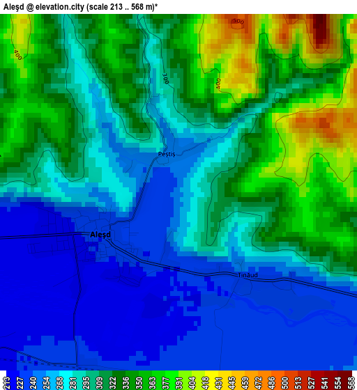 Aleşd elevation map