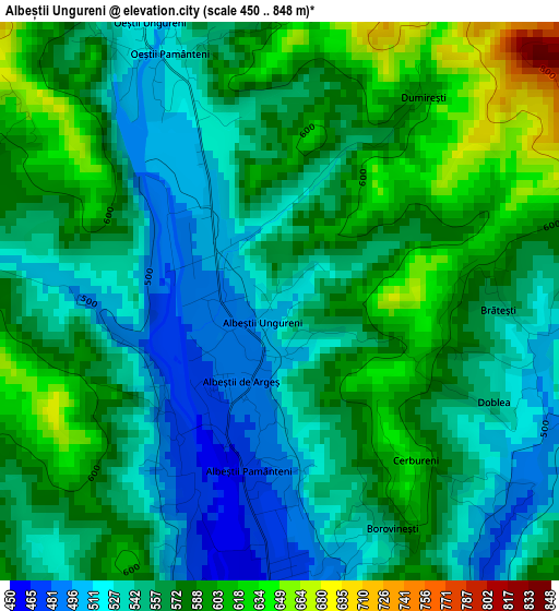 Albeștii Ungureni elevation map