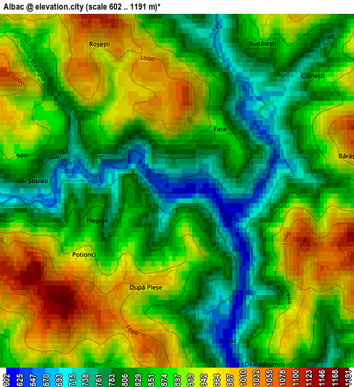 Albac elevation map