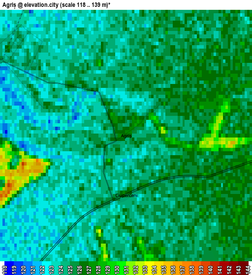 Agriș elevation map