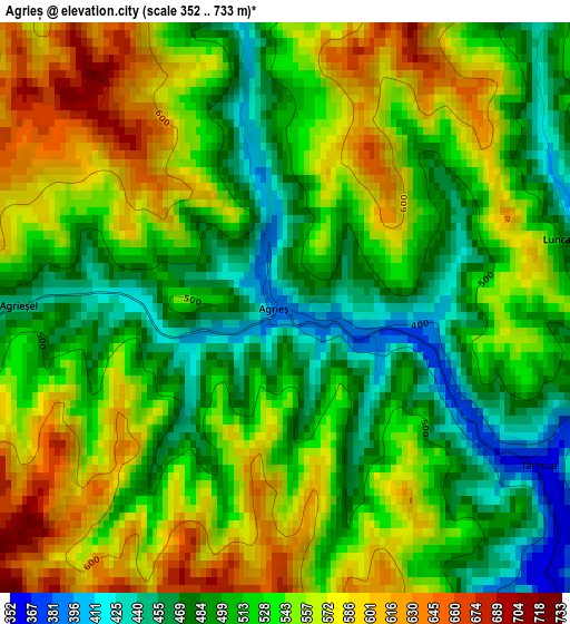 Agrieș elevation map