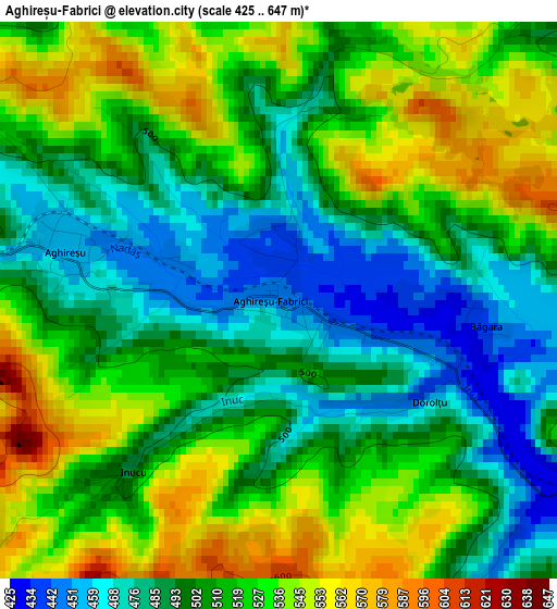 Aghireșu-Fabrici elevation map