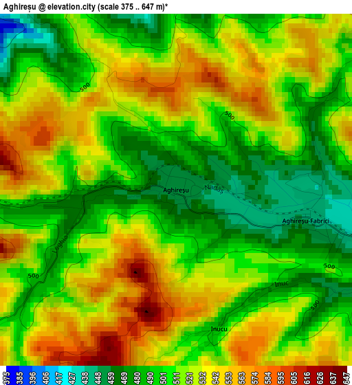 Aghireșu elevation map