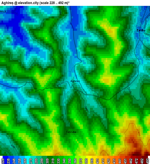 Aghireș elevation map