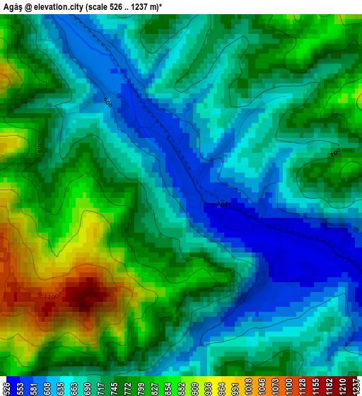 Agăş elevation map