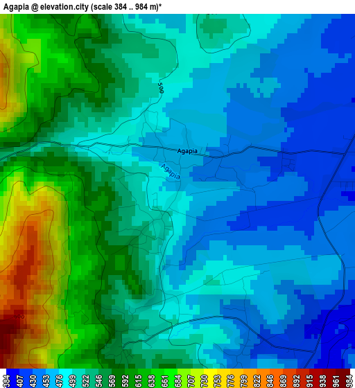 Agapia elevation map