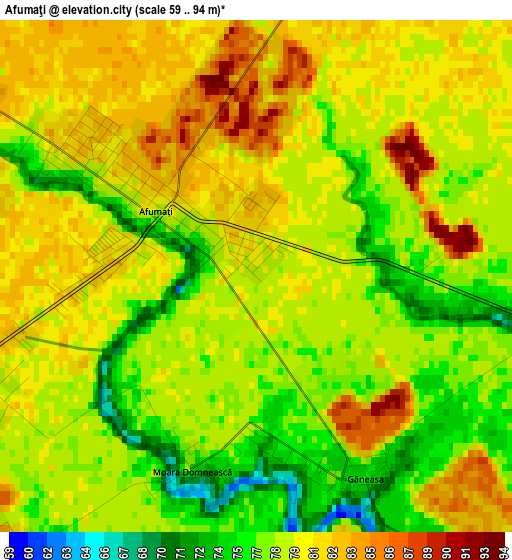 Afumaţi elevation map