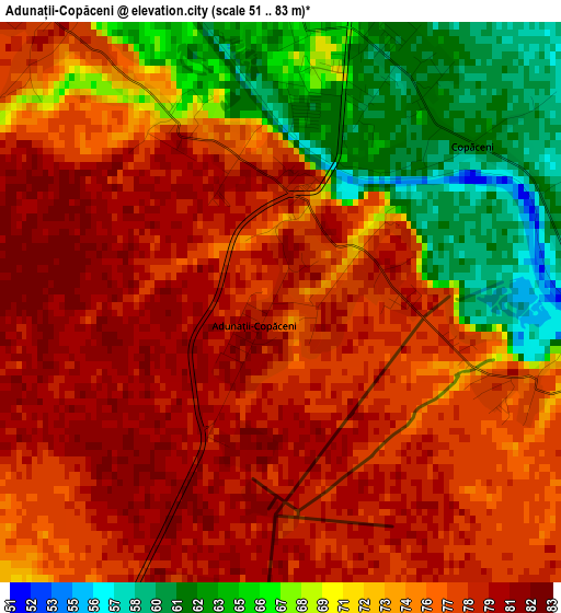 Adunații-Copăceni elevation map