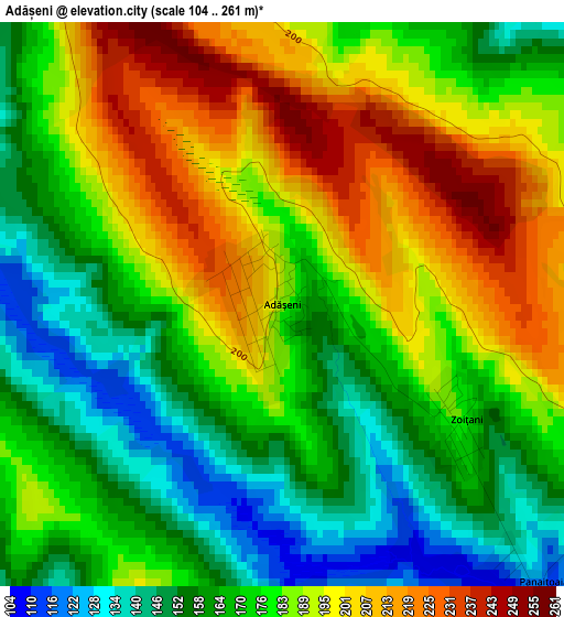 Adășeni elevation map