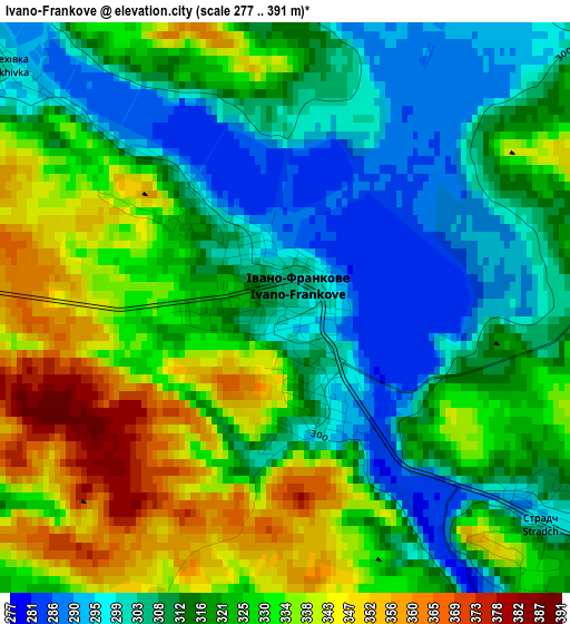 Ivano-Frankove elevation map