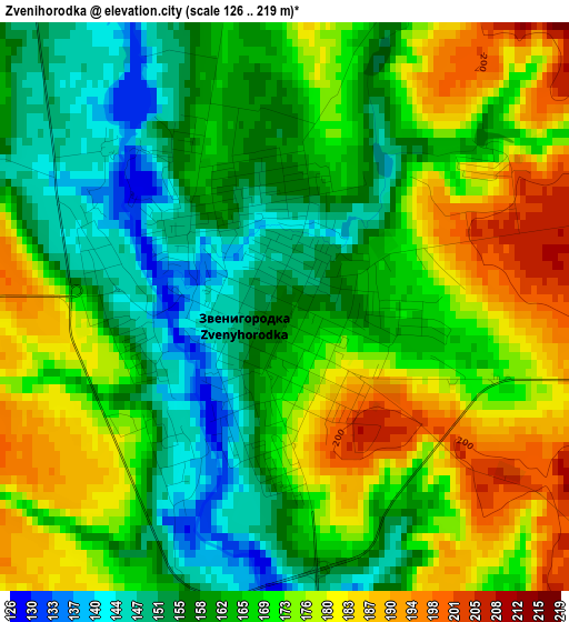 Zvenihorodka elevation map