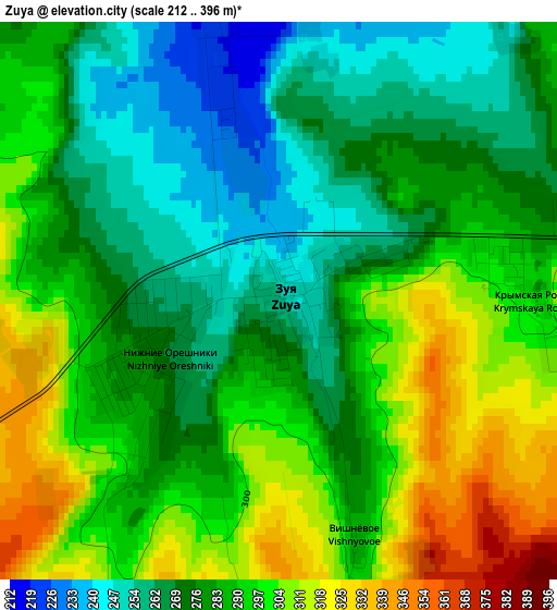 Zuya elevation map