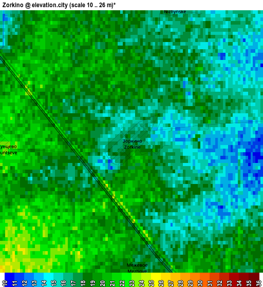 Zorkino elevation map