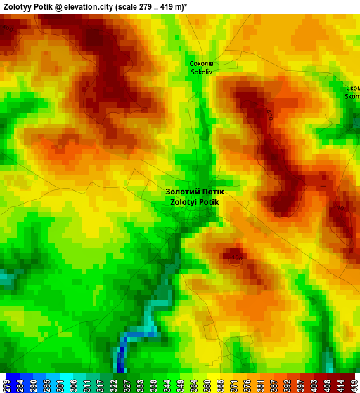 Zolotyy Potik elevation map