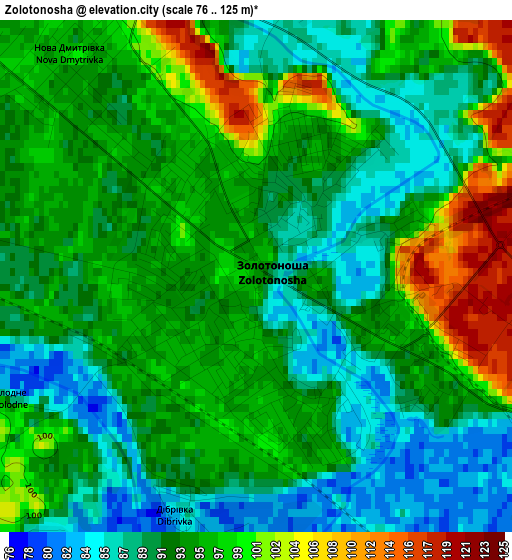 Zolotonosha elevation map