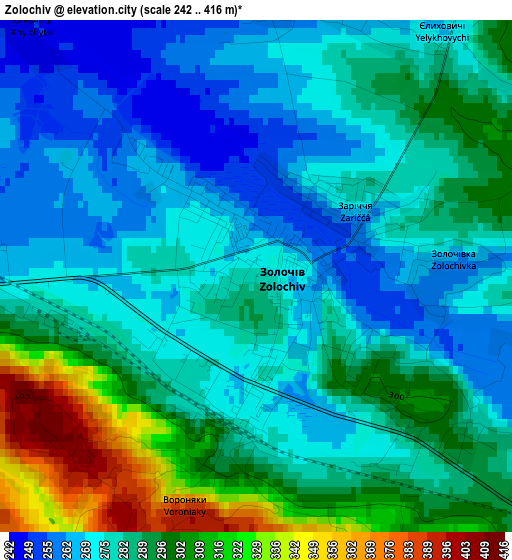 Zolochiv elevation map