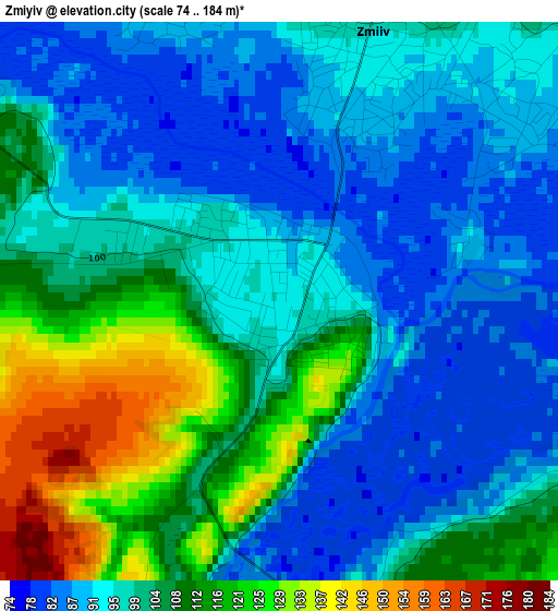 Zmiyiv elevation map