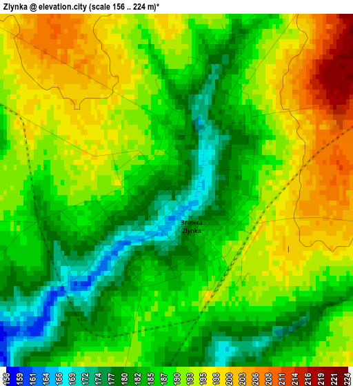 Zlynka elevation map