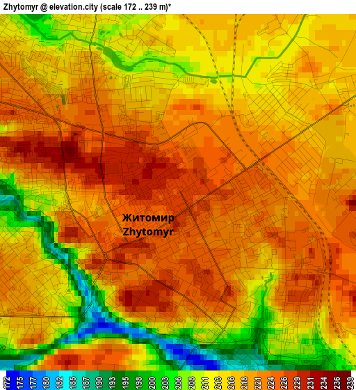 Zhytomyr elevation map