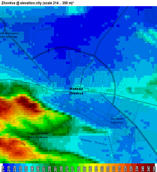 Zhovkva elevation map
