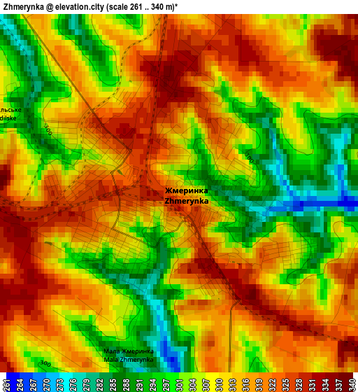 Zhmerynka elevation map