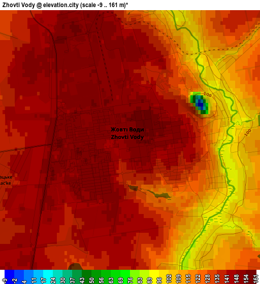 Zhovti Vody elevation map