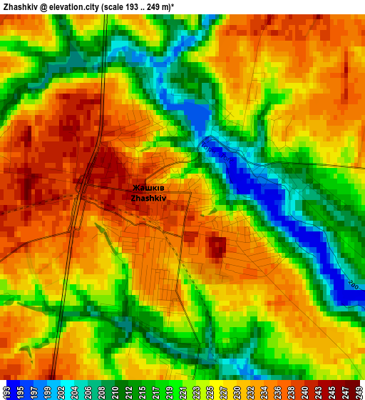 Zhashkiv elevation map