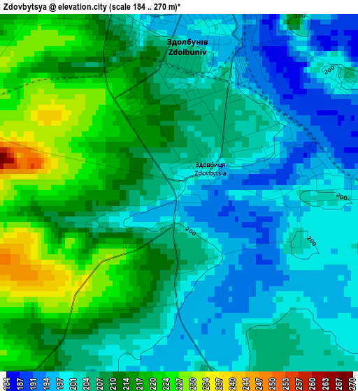 Zdovbytsya elevation map