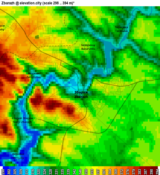 Zbarazh elevation map