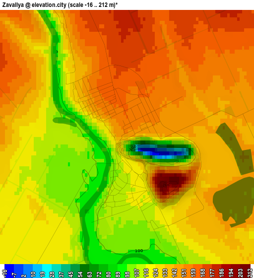 Zavallya elevation map