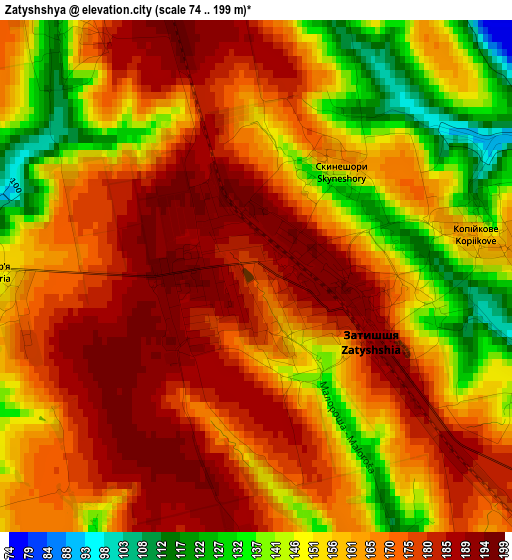 Zatyshshya elevation map