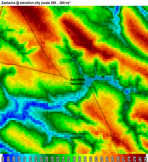 Zastavna elevation map