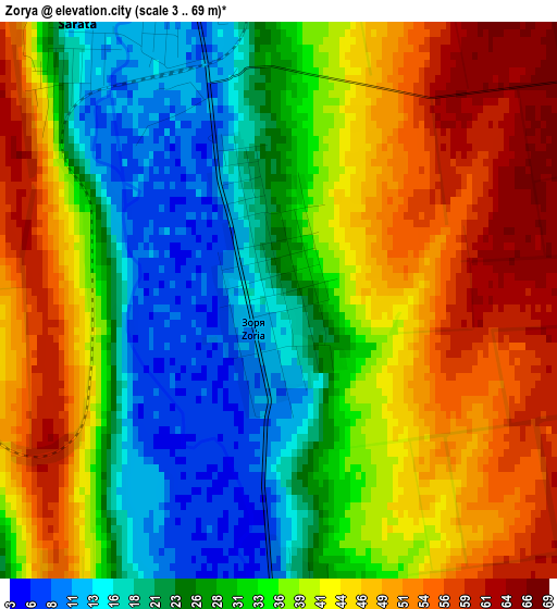 Zorya elevation map