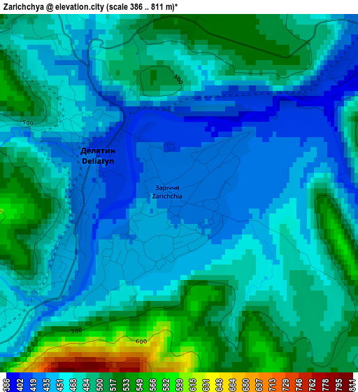 Zarichchya elevation map