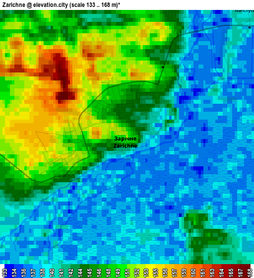 Zarichne elevation map