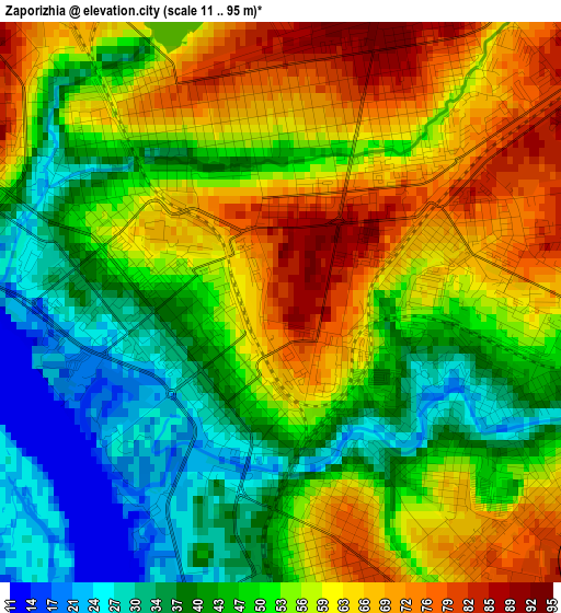 Zaporizhia elevation map