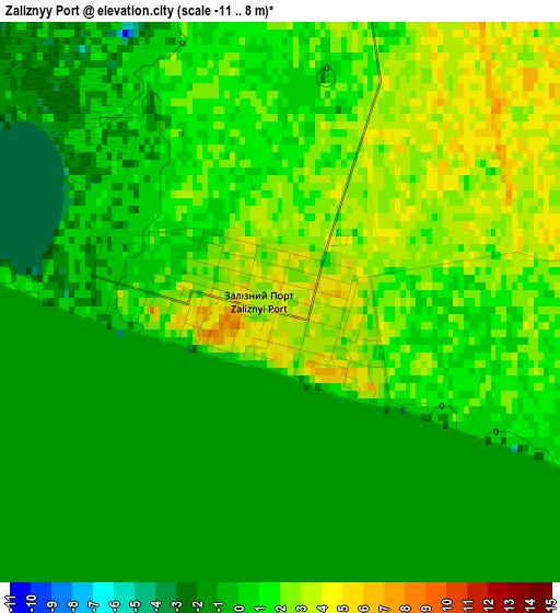 Zaliznyy Port elevation map