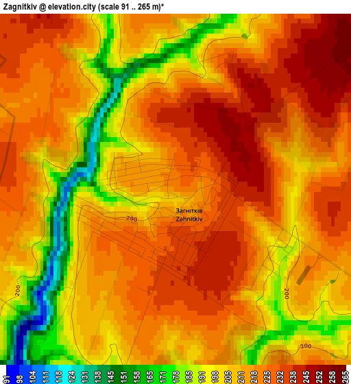 Zagnitkiv elevation map