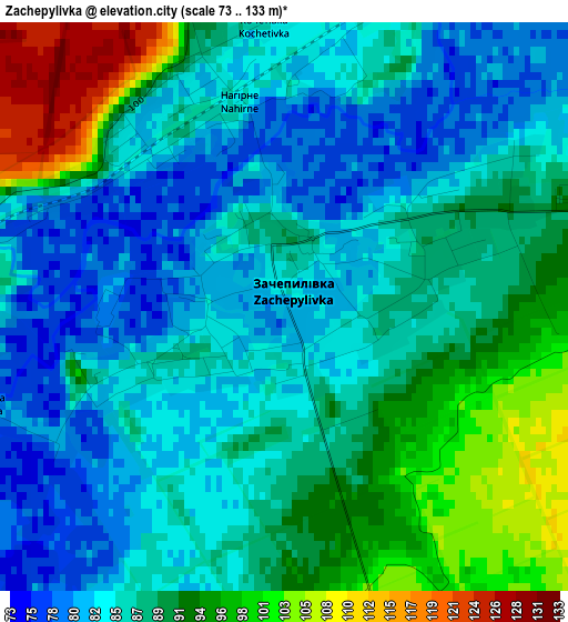 Zachepylivka elevation map