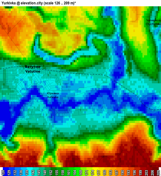 Yurkivka elevation map