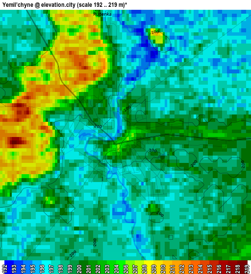 Yemil’chyne elevation map