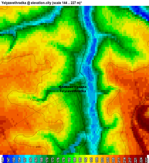 Yelyzavethradka elevation map