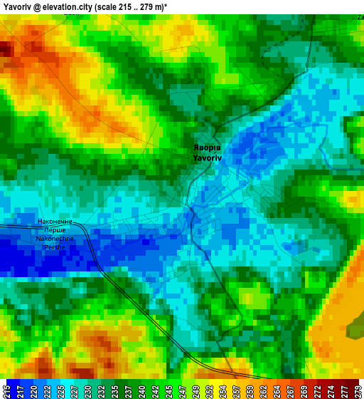 Yavoriv elevation map