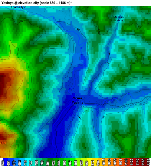 Yasinya elevation map